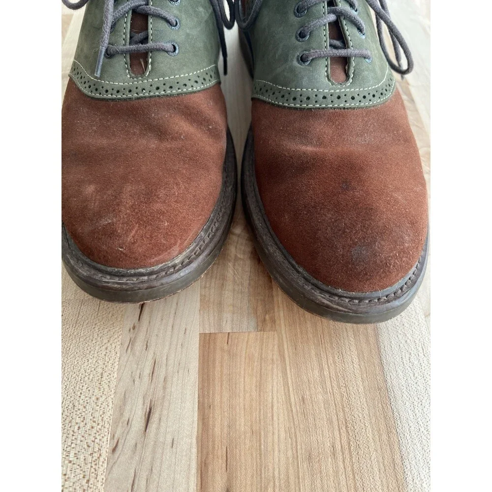 Orvis Men's Saddle Oxford Dress Shoes Lace Up Suede Brown Green Size 11 M